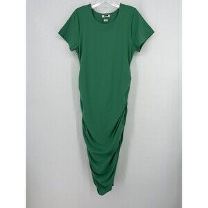 Aritzia Babaton Contour Ruched Short Sleeve Midi Dress Size XL Baddie Clubwear